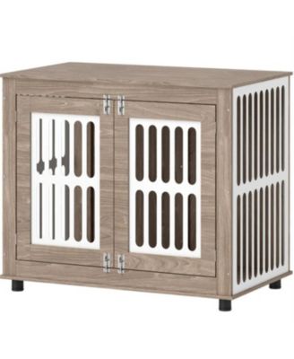 Dog Crate Furniture with 2 Doors, Adjustable Non-slip Foot Mats in Walnut Brown