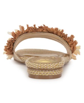 Women's Danive Raffia Fringe Flat Slide Sandals