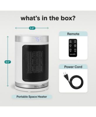 Portable Space Heater, 1500W PTC Ceramic Heater with Thermostat, Remote, 12-Hour Timer, 3 Modes, Oscillation, White