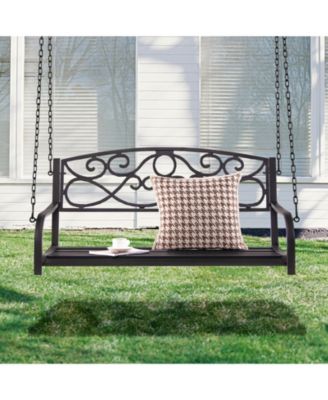 Outdoor 2-Person Metal Porch Swing Chair with Chains