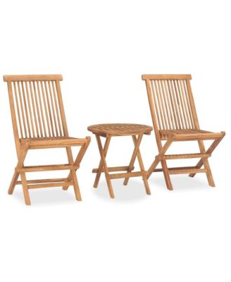 3 Piece Folding Patio Dining Set Solid Teak Wood