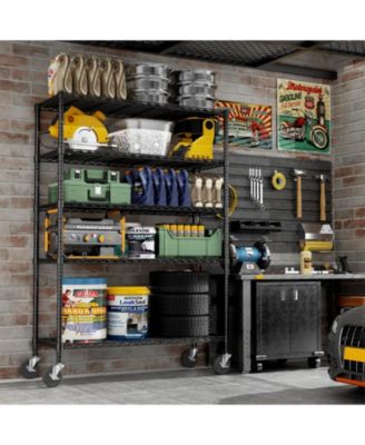5-Tier 45 in W x 78 in H x 20 in D Height Adjustable Garage Wire Shelving Unit with wheels
