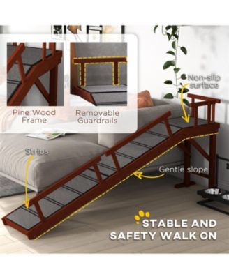 Dog Ramp with Removable Guardrails, Non-Slip Surface in Brown
