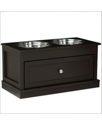 Wide Dog Bowls Elevated Feeding Station with Drawer