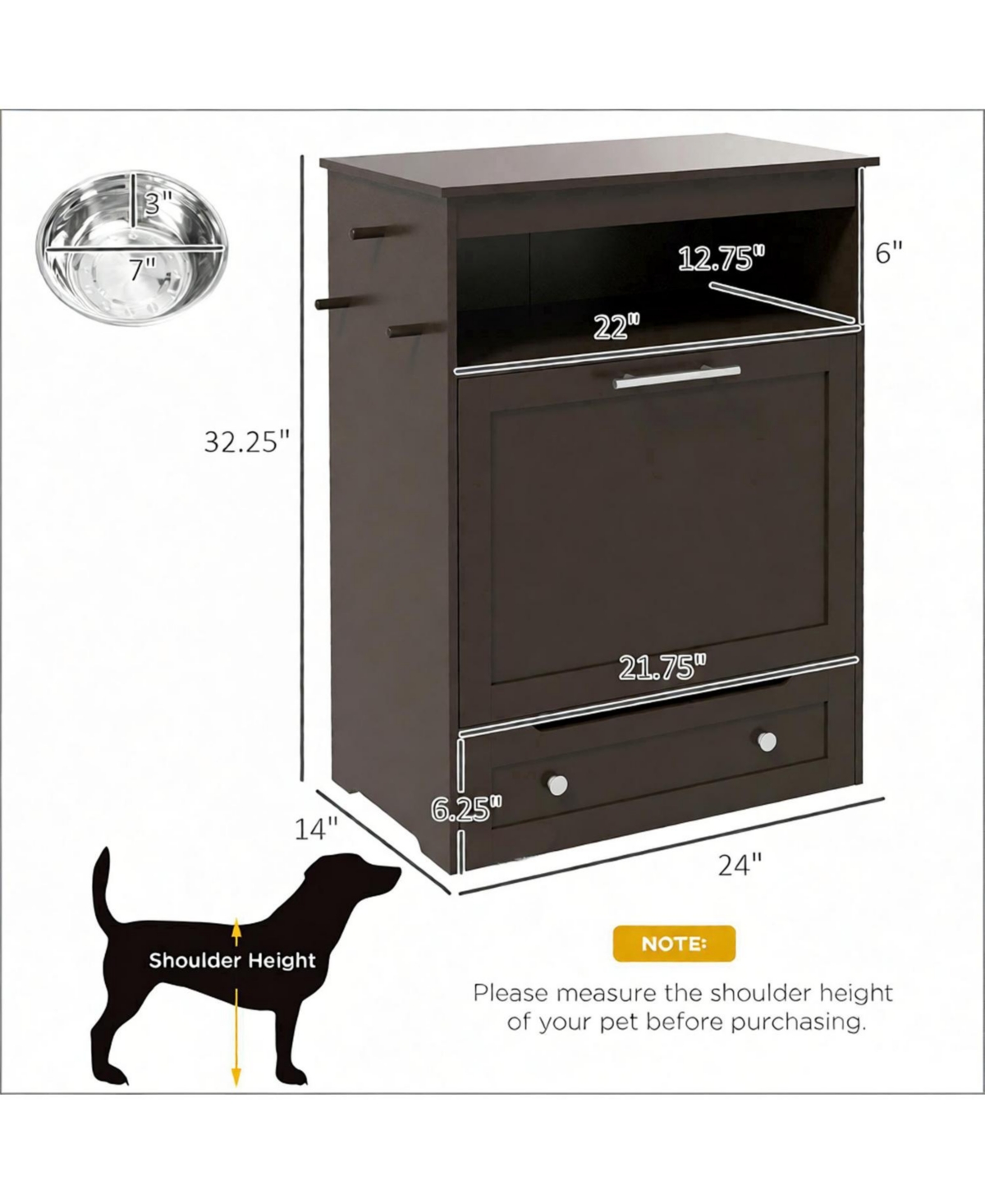 Aostirmotor Dog Bowls Food Storage Container in Brown