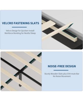 Size Velvet LED Bed Frame with Adjustable Headboard, Princess Platform Bedframe for Kids/Girls, No Box Spring Needed