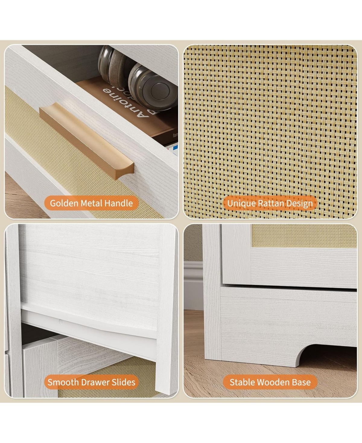 gaomon 10 Drawer Dresser for Bedroom, 59'' Rattan Dresser Tv Stand for 55, 65, 70 TVs