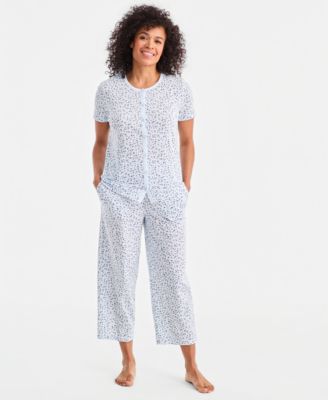 Women's 2-Piece Cotton Printed Cropped Pajama set