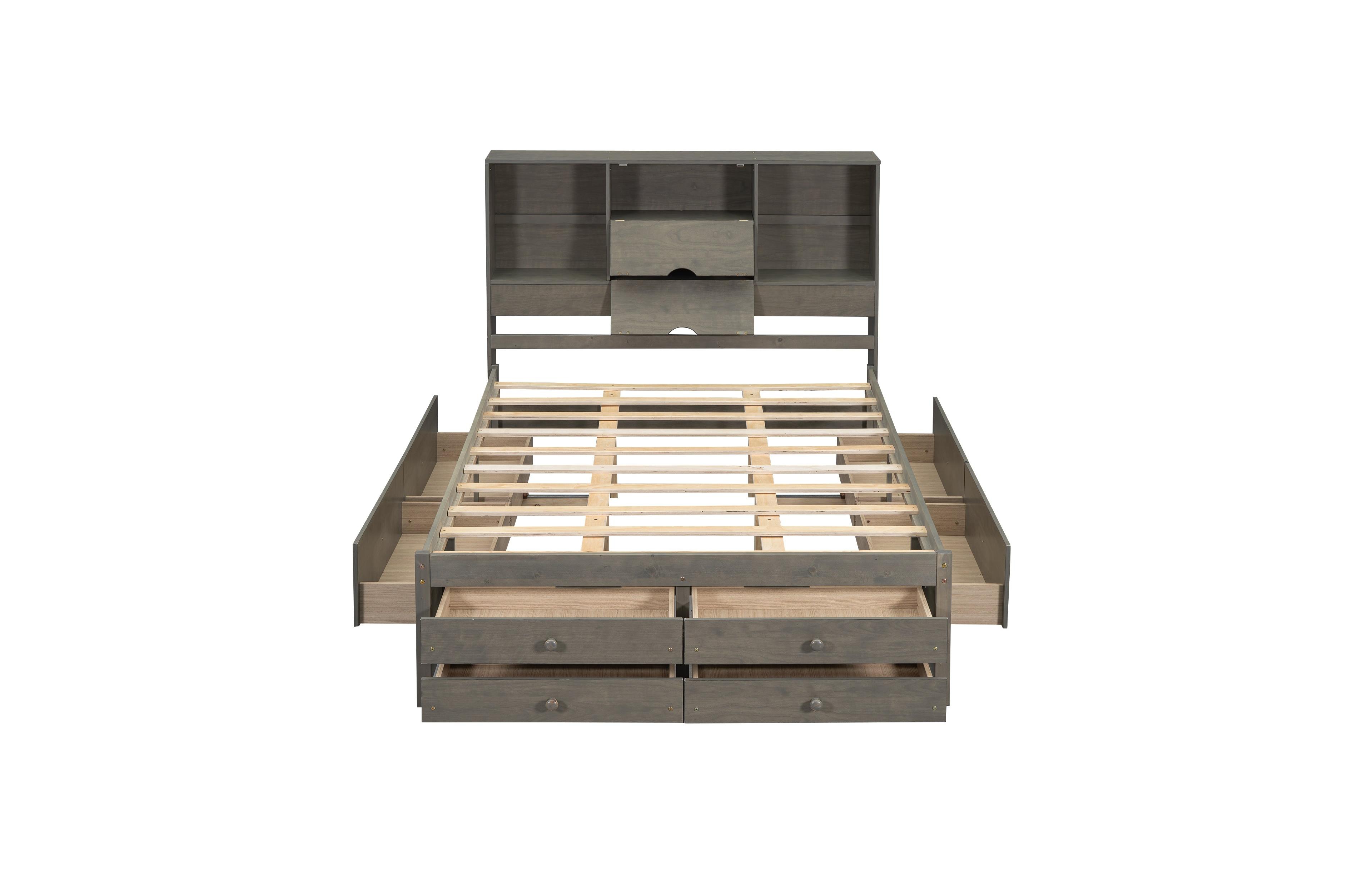 Boyel Living King Platform Bed with Storage Headboard and 8 Drawers