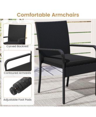 3PCS Patio Set with Cushions and Glass Table for Outdoor Use