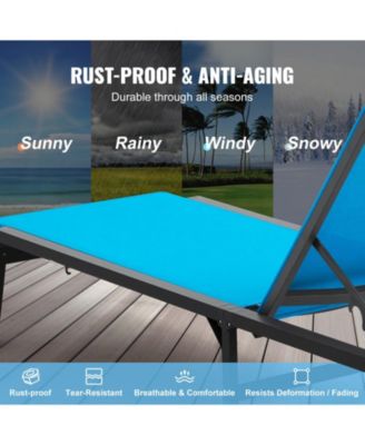 2-Piece Outdoor Patio Chaise Lounge Chair Set with Adjustable 5-Position Backrest