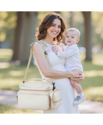 Breast Pump Bag with Waterproof Mat, Fits S1/S2, Pump Accessories & Breastmilk Storage, Portable Carrying Case for Travel, Beige