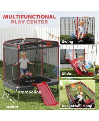 4 x 6FT Trampoline for Kids Indoor & Outdoor with Slide,