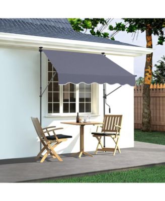 59 x 47" Retractable Patio Awning, Manual Crank Sunshade Canopy, Adjustable Height 86-122 in, for Patio Balcony Yard, Dark Gray