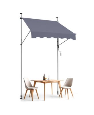 59 x 47" Retractable Patio Awning, Manual Crank Sunshade Canopy, Adjustable Height 86-122 in, for Patio Balcony Yard, Dark Gray