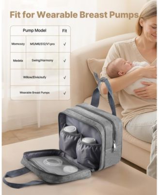 Wearable Breast Pump Bag with Ice Pack, Fits M5/M6, Storage for Pump Accessories & Breastmilk, Portable Carrying Case, Grey