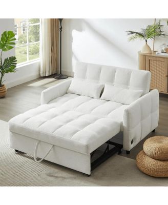 52.8'' USB Convertible Sleeper Sofa Bed with Adjustable Backrest