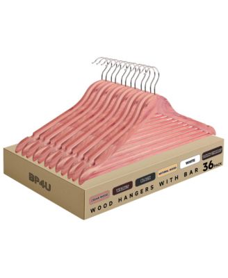 36-Pack Premium Wooden Suit Hangers with Non-Slip Pant Bar, Heavy Duty Solid Wood Coat Hangers for Jackets, Shirts, Dresses, Trousers