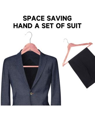 24-Pack Premium Wooden Suit Hangers with Non-Slip Pant Bar, Heavy Duty Solid Wood Coat Hangers for Jackets, Shirts, Dresses, Trousers
