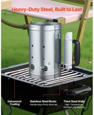 4 lbs Charcoal Chimney Starter, Heavy Duty BBQ Steel Chimney Starter for Charcoal Grill and Barbecues, Silver