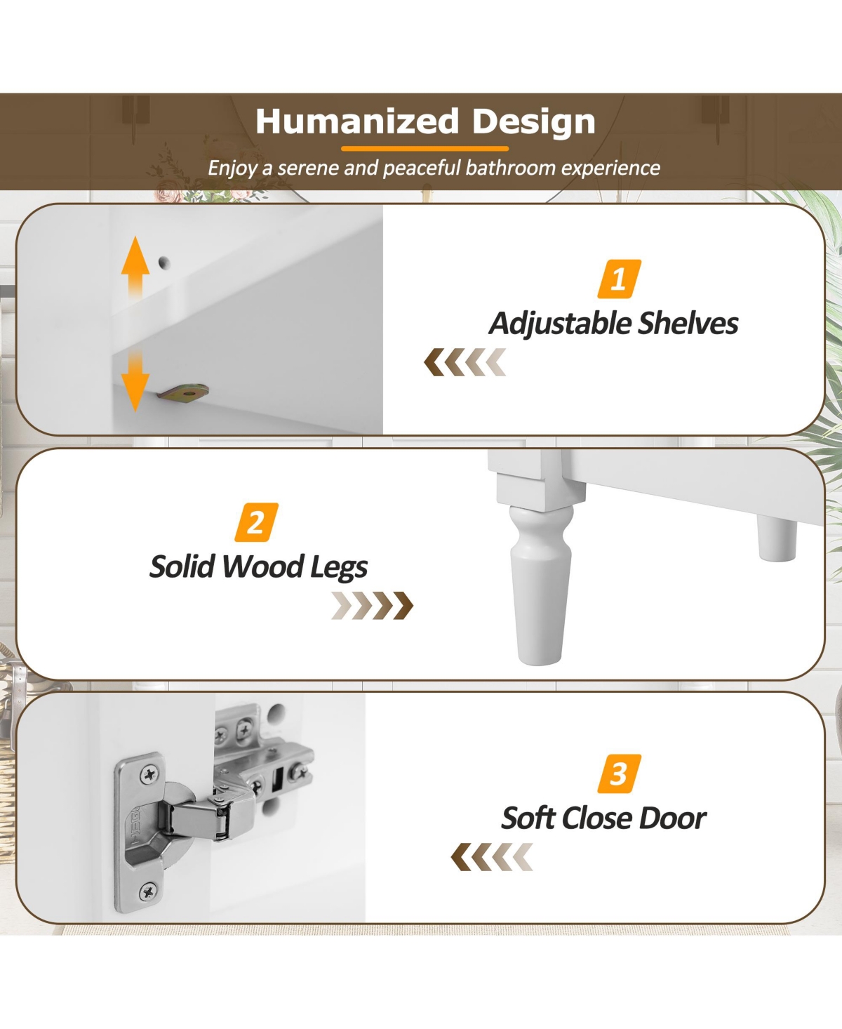 Cesicia 36" Bathroom Vanity with Ceramic Sink, Soft-Close Doors & Adjustable Shelves.