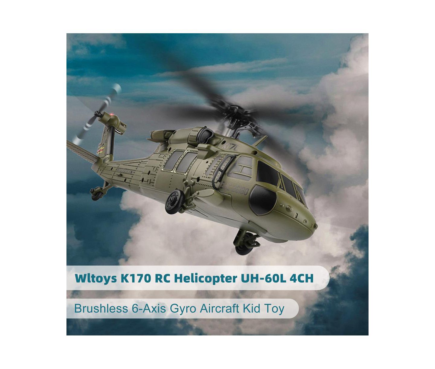 Детская игрушка Bruce & Shark UH-60L Black Hawk 4-Channel Brushless Motor 6-Axis Auto Hover RC Helicopter, цвет: Зелёный — фото 4