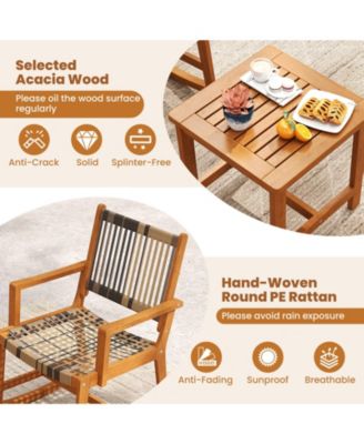 Acacia Wood 3-Piece Patio Rocking Bistro Set
