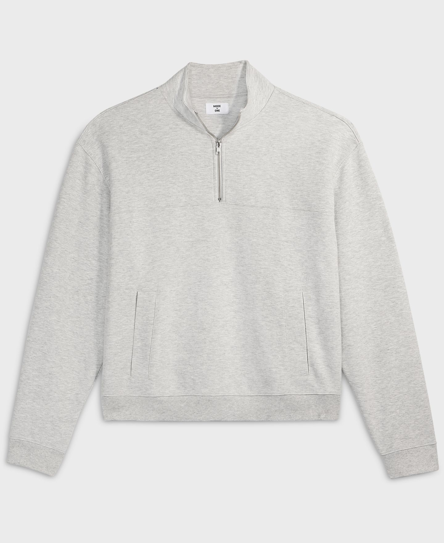Мужская толстовка Mode of One Oversized-Fit Quarter-Zip, цвет: Серый — фото 5