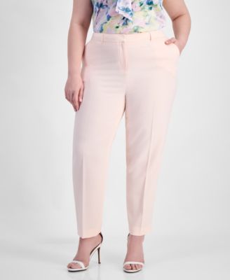 Plus Size Classic Press-Pleat Straight-Leg Pants 