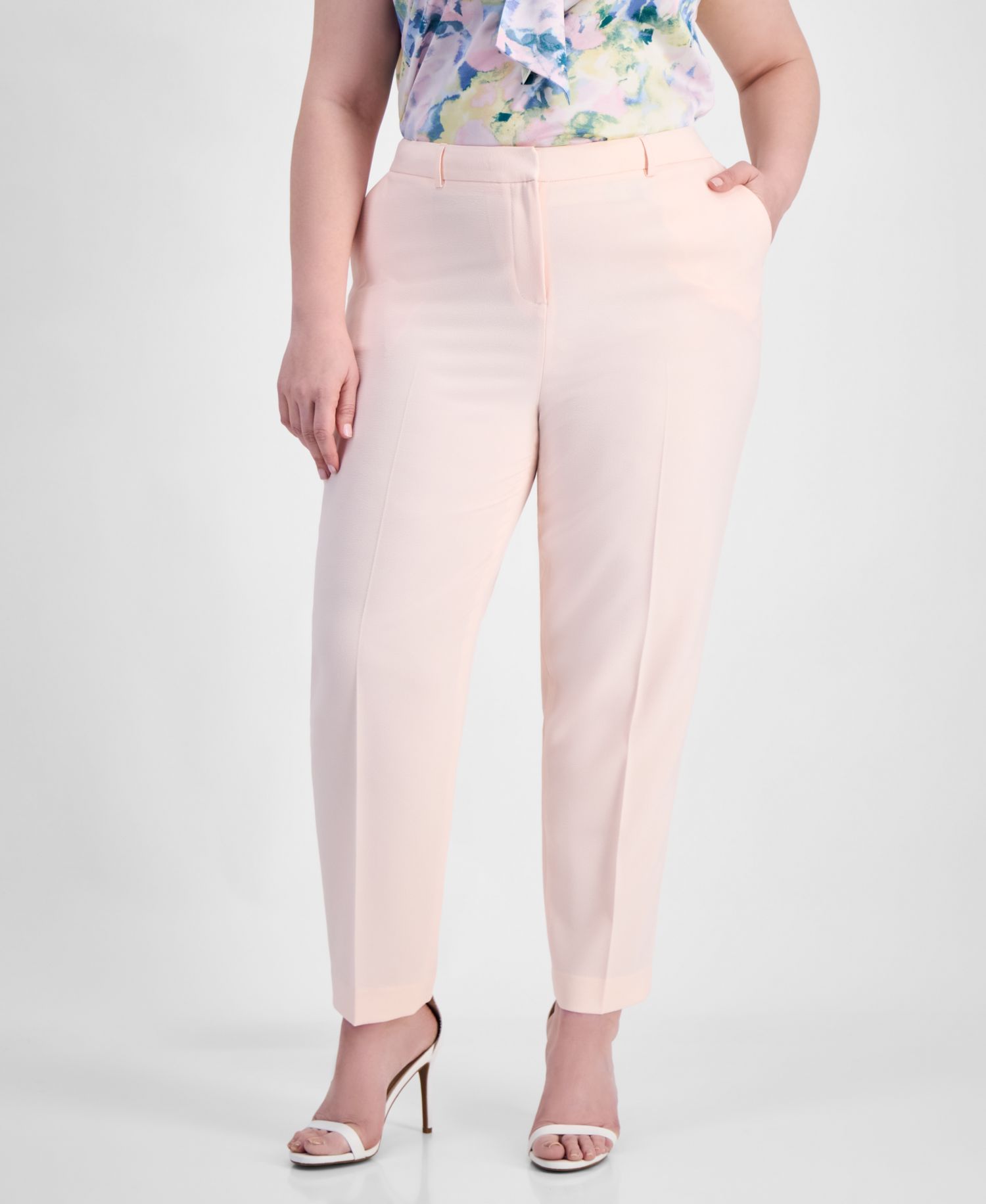 ASL Plus Size Classic Press-Pleat Straight-Leg Pants