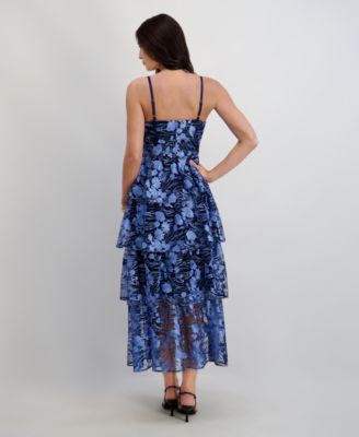 Women's Embroidered Mesh Sleeveless Maxi Dress