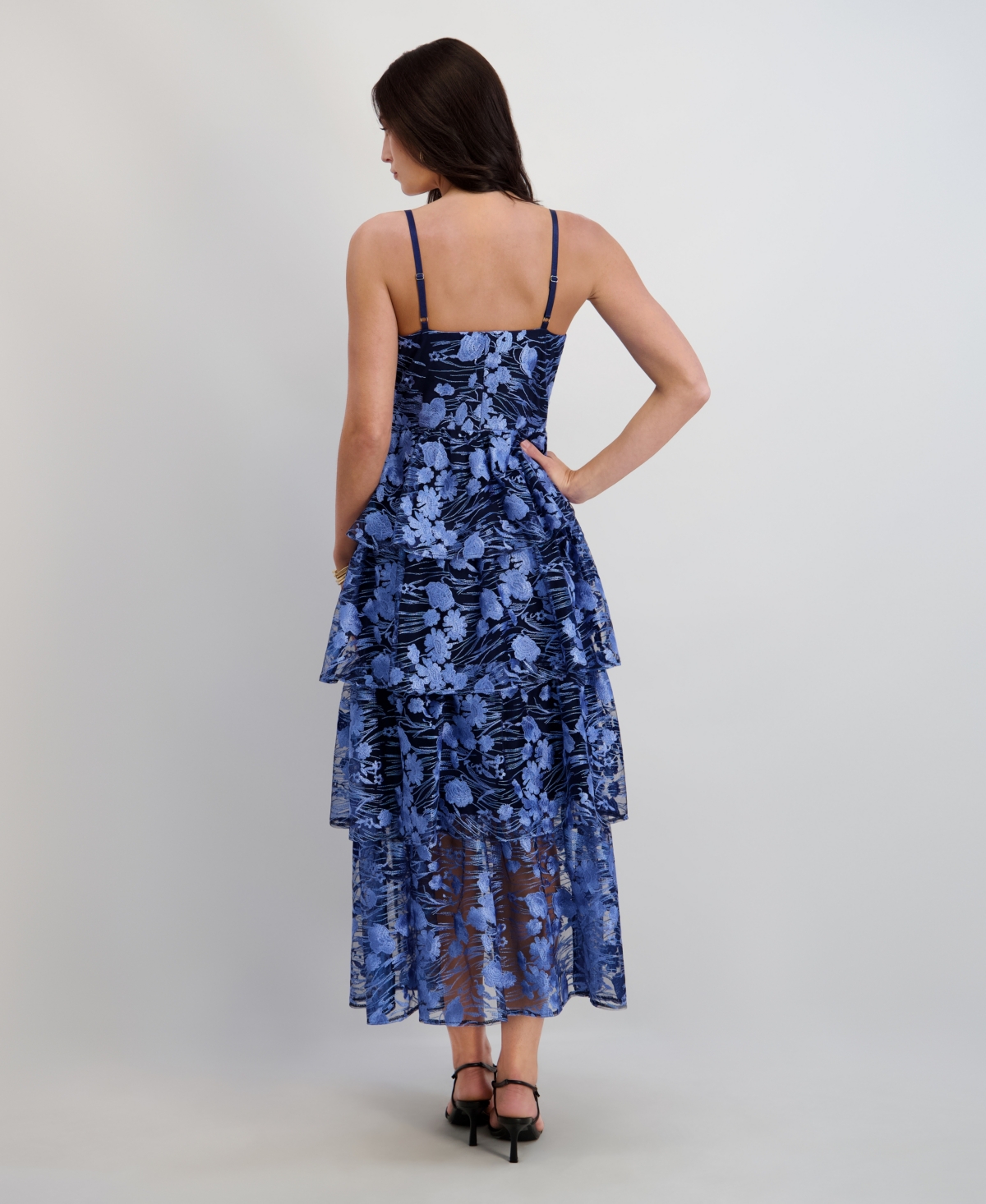 Siena Women's Embroidered Mesh Sleeveless Maxi Dress