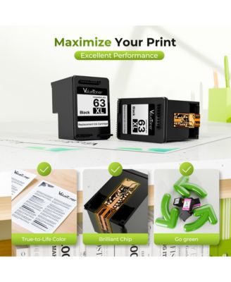 Remanufactured Ink Cartridge Replacement for HP 63 XL 63XL High Yield for Envy 4520 4512 Officejet 3830 4650 4655 Deskjet 1112 (2 Black)