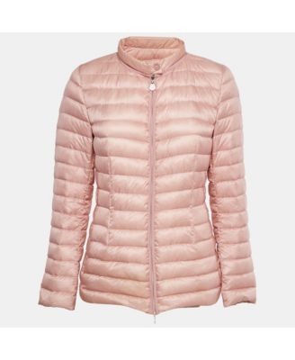 Women's Pink Nylon Belted Puffer Jacket