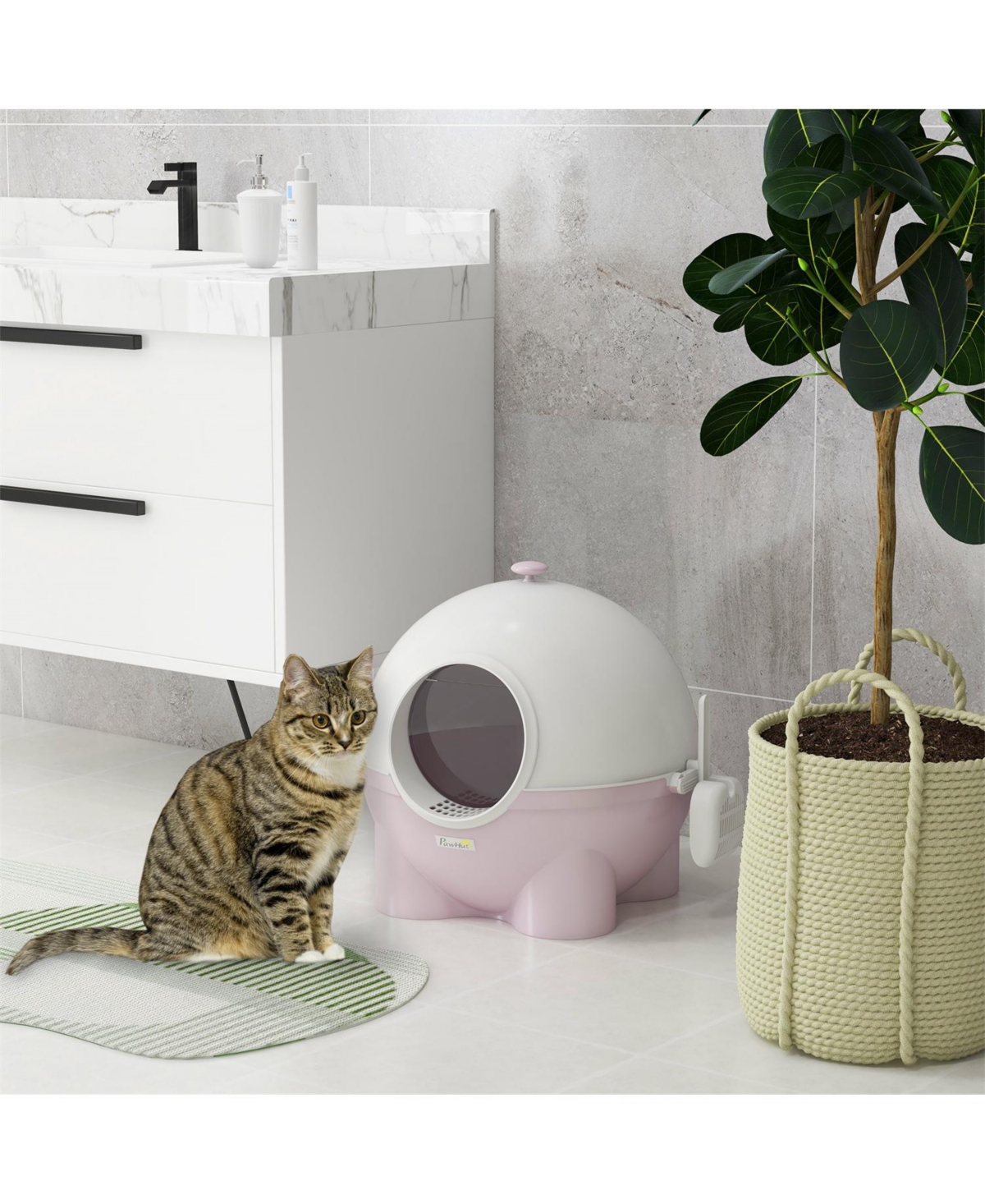 Aostirmotor Large Hooded Cat Litter Box with Lid