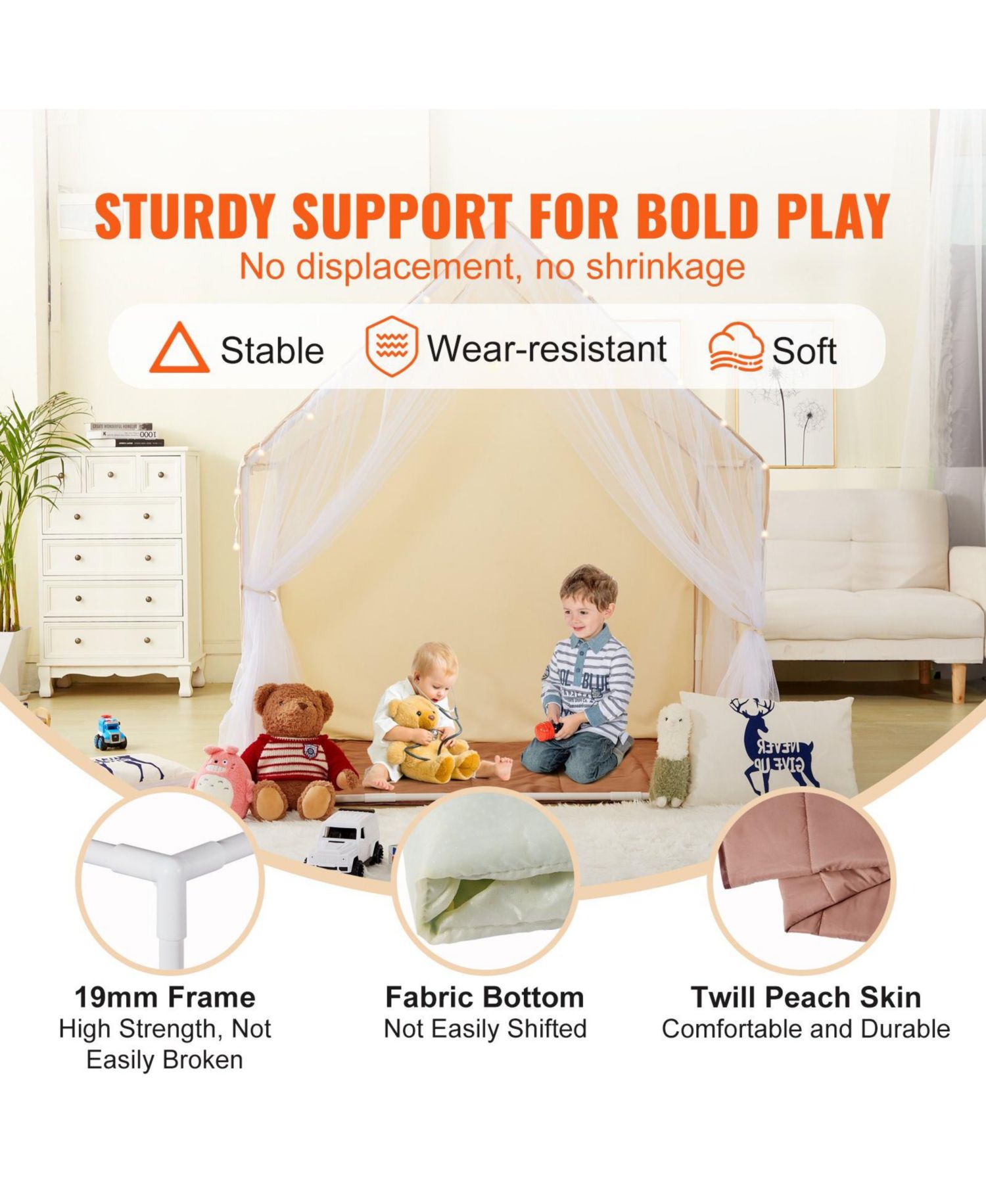 Ages 1-5 Yurt-Style Indoor-Outdoor Play Tent, Mat & Lamp, 3-Piece Set