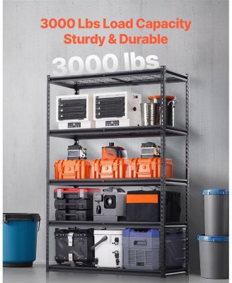 5-Tier Storage Shelves, 3000-Lb Capacity, Adjustable Heavy-Duty Utility Rack