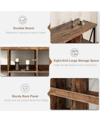 8 Cube Storage Organizer Bookcases, 3 Tier Metal Horizontal Bookcase, 62 Inch Industrial Storage Bookcase