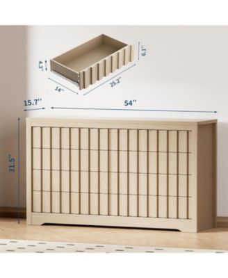 Fluted Dresser for Bedroom with 8 Drawers, Modern Chest of Drawers with Handleless,Wooden Dresser