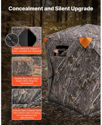 270° Hunting Blind Ground Blind, 1-2 Person Pop-Up Deer Blind with Carrying Bag, Portable Hunting Tent with 3 Horizontal Windows