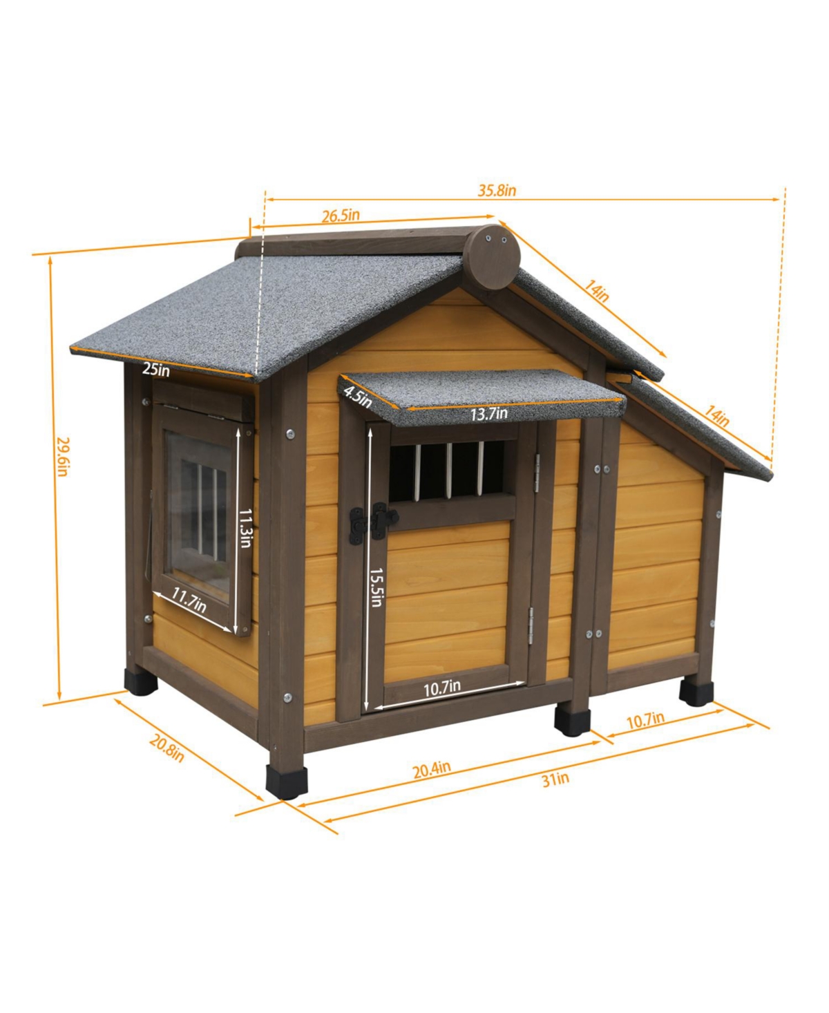 Aostirmotor Dog House with Lockable Ventilated Door in Dark yellow