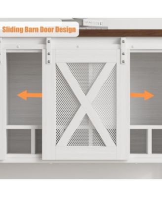 Coffee Bar Cabinet, Farmhouse Sideboard Buffet with Sliding Barn Doors, Wine Racks, Open Storage Shelf, for Kitchen, Dining Room