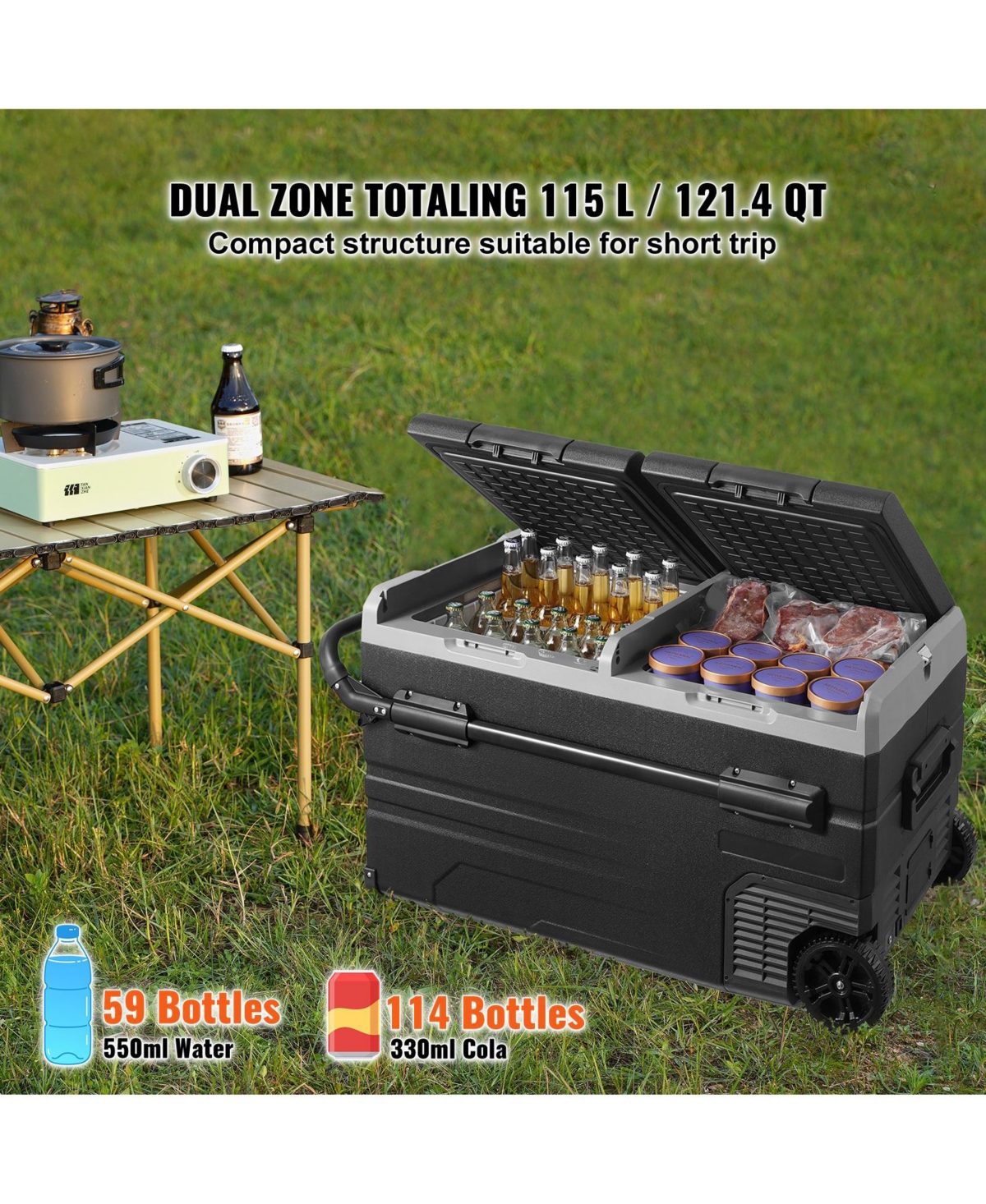 Mecale 115L Dual Zone Portable Car Refrigerator Freezer, Compressor Cooler for Car or Home