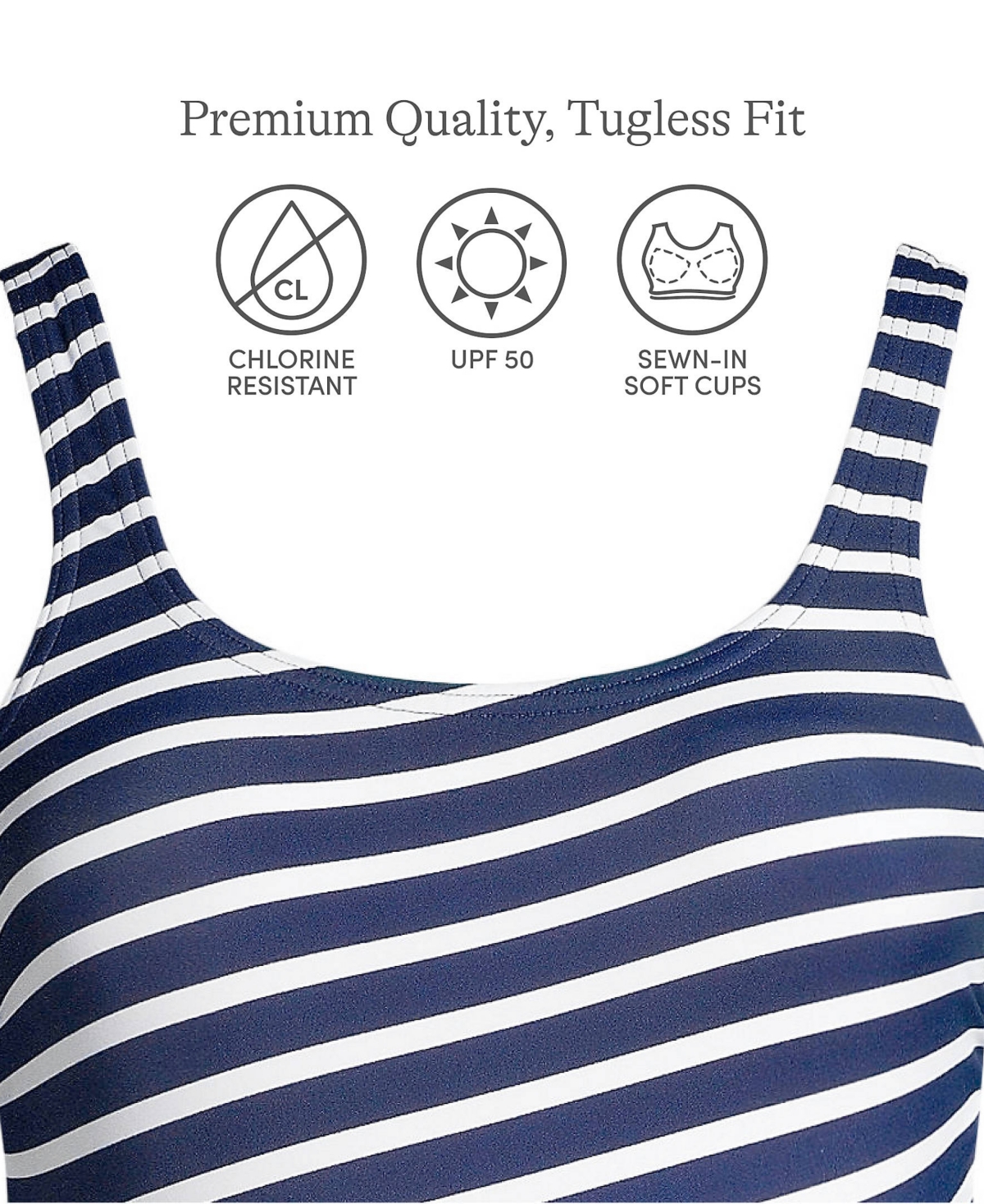 Lands' End Women's Petite Chlorine Resistant Soft Cup Tugless Sporty One Piece Swimsuit