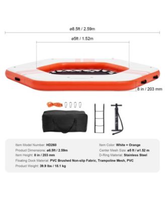 Inflatable Floating Dock Platform,  8.5FT Dock with  5FT Trampoline Mesh Pool, Non-Slip, Portable Bag, Detachable Ladder