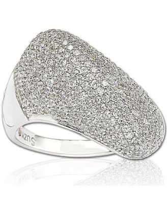 Suzy Levian Sterling Silver Cubic Zirconia Pave Tilted Dome Ring