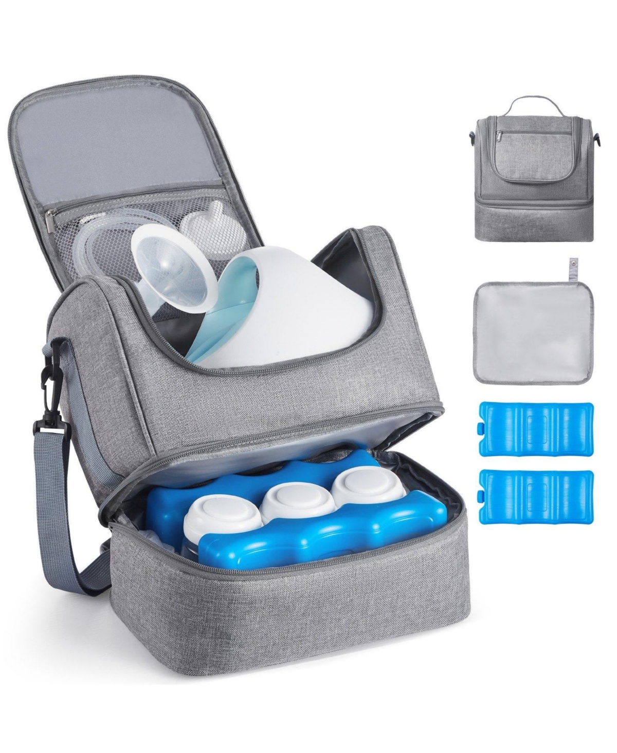 Mecale Breast Pump Bag with Ice Pack, Fits S1/S2, Storage for Pump Accessories & Breastmilk, Portable Carrying Case for Travel