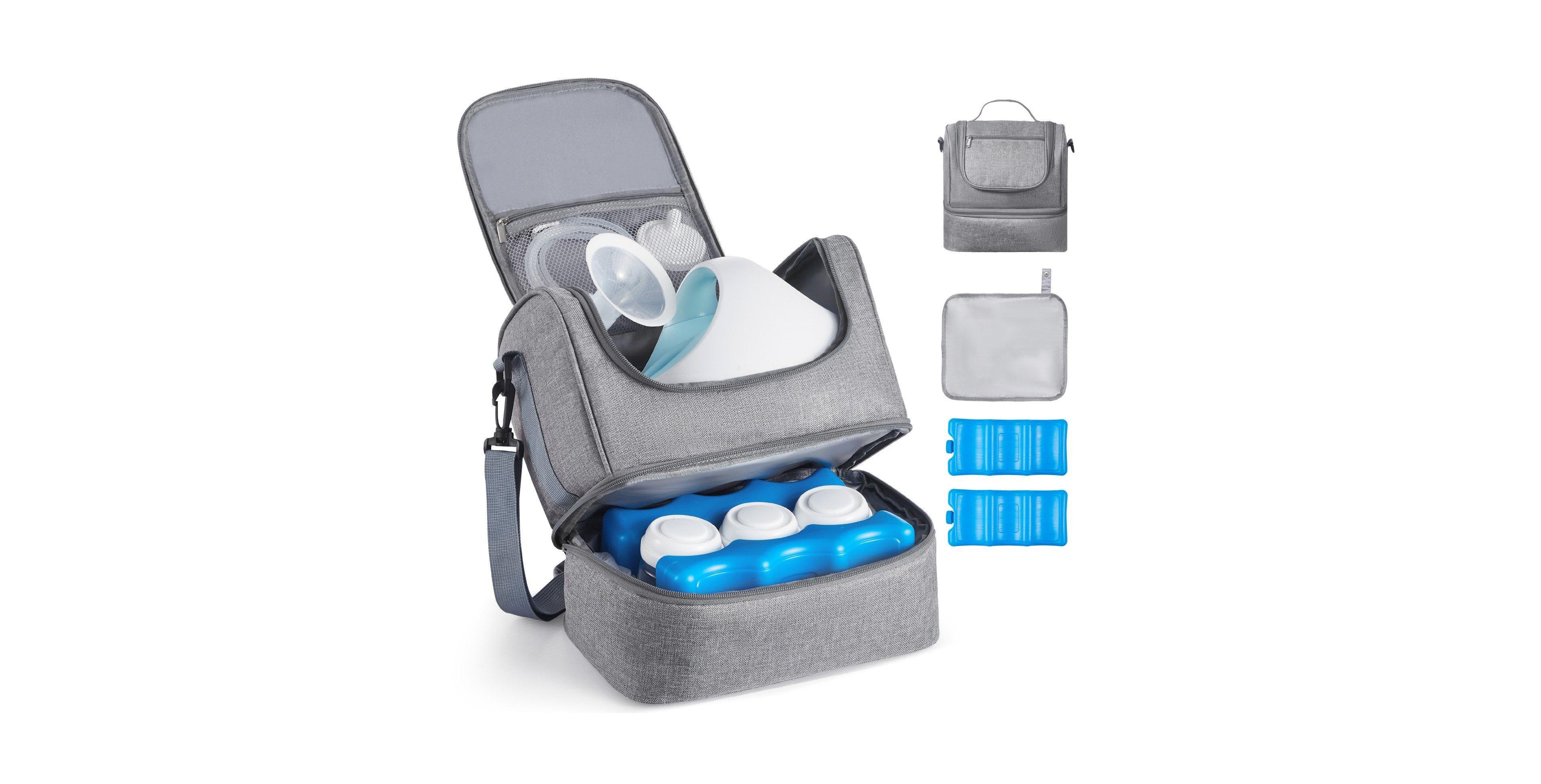 Mecale Breast Pump Bag with Ice Pack, Fits S1/S2, Storage for Pump Accessories & Breastmilk, Portable Carrying Case for Travel