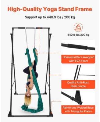 Yoga Swing Stand Frame with Hammock, 440.9 lb Capacity, Triangular Aerial Rig with EVA Foam, 4-Level Horizontal & 6-Level Vertical