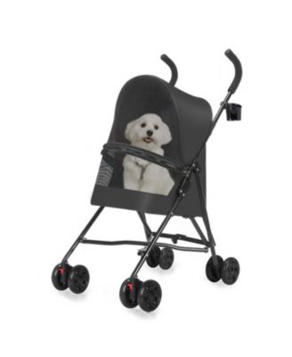 Dog Stroller with Mesh Ventilation, Lightweight Foldable Design in Black